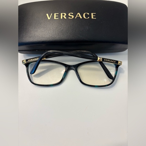 Versace Women’s Green And Black Tortoise Cat Eye Glasses Frames Only - Picture 4 of 6